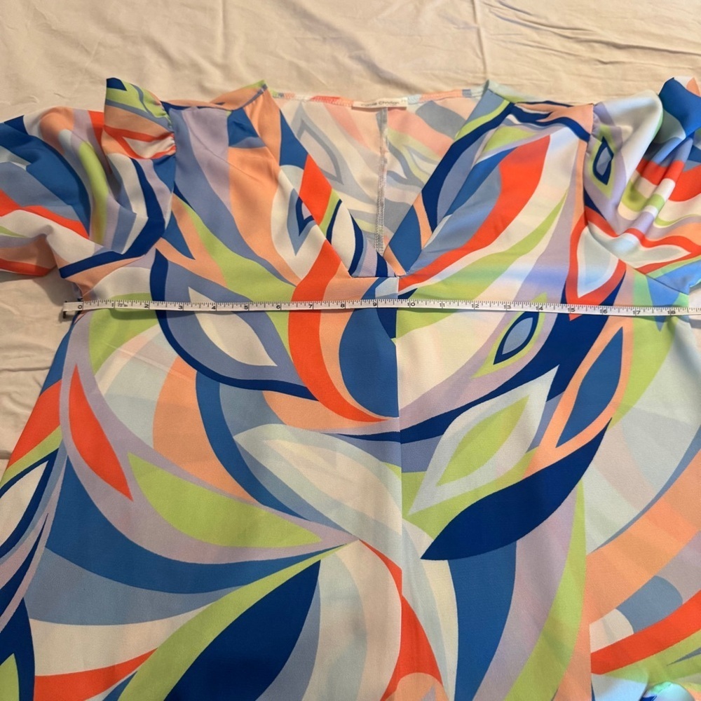Carole Christian brightly colored V-neck blouse. Blousey sleeve Loose fit size S - Picture 5 of 14